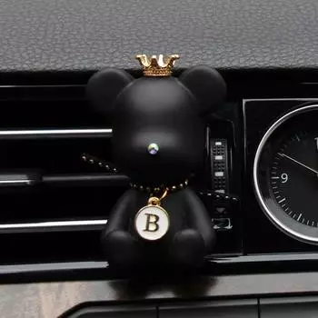 Air Conditioner Interior Decoration Outlet Perfume Clip Aromatherapy Bear Gypsum Decor Car Perfume black stick drill bear