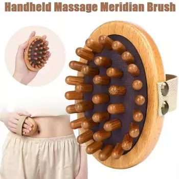 Air Cushion Meridian Brush, Meridian Tapping Device, Brush, Body Wooden Massage, Tool Brush Mas I6L6 brown-1pcs