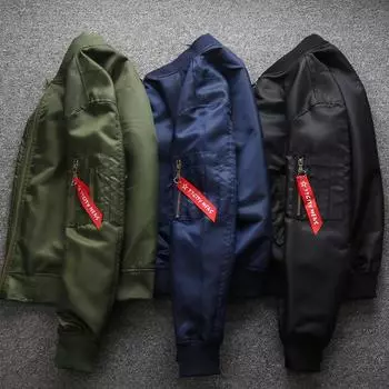 Летная куртка Air Force Мужская большого размера Весна и осень Тонкий стиль M чёрный