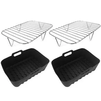 Air Fryer Baking Tray Silicone Baking Liners Silicone Air Fryer Basket Grilling Rack Air Fryer Bowls Silicone Basket