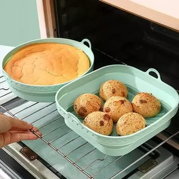 Air Fryer Mat Silicone Baking Tray Multi Functional Barbecue Mat Reusable Heat-resistant Baking Tray Mat Foldable Space Saving