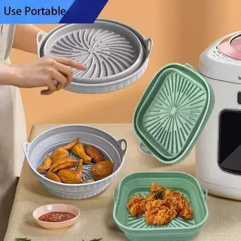 Air Fryer Mat Silicone Baking Tray Multifunctional Silicone Grill Mat Resistant To High Temperatures Pizza Fried Chicken Plates