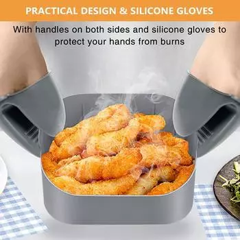 Air fryer Silicone Baking Tray Square Pizza Fried Chicken AirFryer Basket Liners Reusable Non-Stick Air fryers Oven Accessories