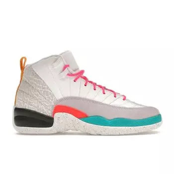 Air Jordan 12 Retro GS White Vapor Green Kids кроссовки Photon-Dust Barely-Grape New-Emerald 153265-130 38.5