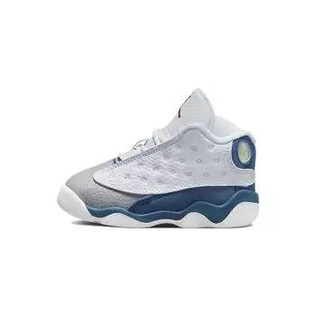 Air Jordan 13 Retro TD French Blue Детские кроссовки Белые огненно-красные светло-стальные серые DJ3004-164 26