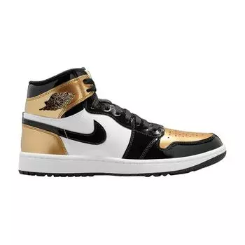 Air Jordan 1 High Golf Gold Toe мужские кроссовки черные металлик-золото белые DQ0660-002 42