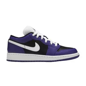 Air Jordan 1 Low GS Black Court Purple Kids Sneakers White 553560-501