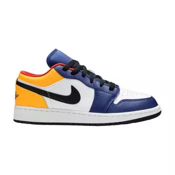 Air Jordan 1 Low GS Royal Yellow Kids Sneakers White Track-Red Deep-Sapphire-Blue 553560-123