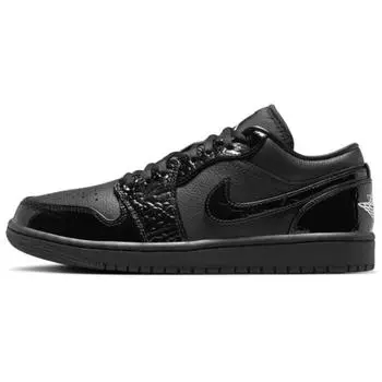 Air Jordan 1 Low SE Черные женские кроссовки под крокодила Белый металлик-серебристый HJ7743-010