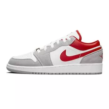 Air Jordan 1 Low SE GS Light Smoke Grey Gym Red Детские кроссовки Белые DM0589-016 36
