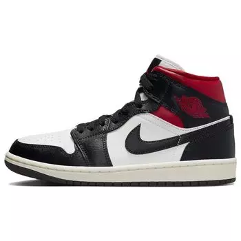 Air Jordan 1 Mid Black Sail Gym Красные женские кроссовки Белые BQ6472-061 36