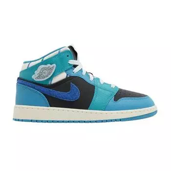 Air Jordan 1 Mid GS, вдохновленные лучшими детскими кроссовками, синий антрацит, ледниково-синий FJ9482-004 37.5
