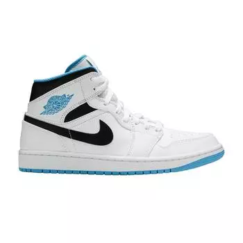 Мужские кроссовки Air Jordan 1 Mid Laser Blue Белый Черный 554724-141 41
