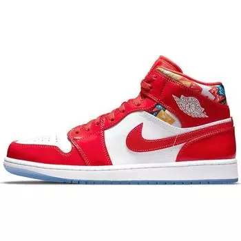 Air Jordan 1 Mid SE Barcelona Sweater Мужские кроссовки Красный Чили-Красный Белый DC7294-600 42