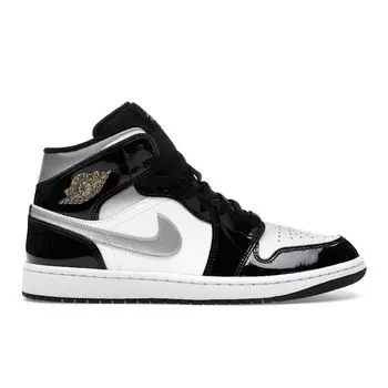 Air Jordan 1 Mid SE черные белые серебристые мужские кроссовки металлик-золото HV0789-010 44.5