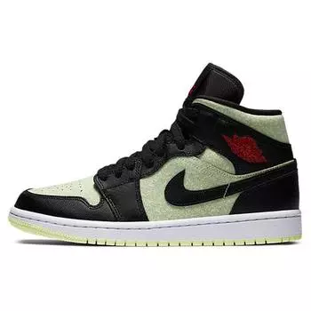 Air Jordan 1 Mid SE Черные женские кроссовки Barely Volt Чили-красный CV5276-003