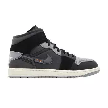 Air Jordan 1 Mid SE Craft Inside Out - Мужские кроссовки черные светло-графитовые с парусом цементно-серого цвета DM9652-001 42