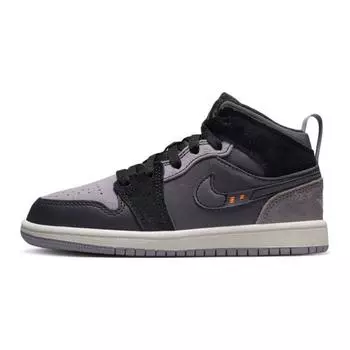 Air Jordan 1 Mid SE Craft PS Inside Out — Детские кроссовки черные светло-графитовые с парусом цементно-серого цвета DV0436-001 30