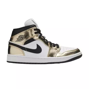 Air Jordan 1 Mid SE Metallic Gold Мужские кроссовки черно-белые DC1419-700