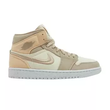 Air Jordan 1 Mid SE Muslin Canvas Женские кроссовки Светло-коричневые небесно-золотые паруса DV0427-102 37.5