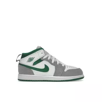 Air Jordan 1 Mid SE PS Grey Pine Green Детские кроссовки Белый Светло-Дымчато-Серый DC7249-103 28