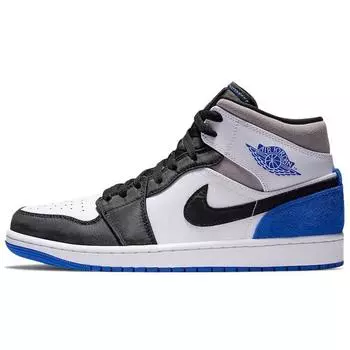 Air Jordan 1 Mid SE Royal Black Toe Мужские Кроссовки Синий Белый Светло-Солнечный-Вспышка-Хезер 852542-102 44.5