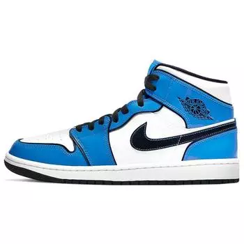 Air Jordan 1 Mid SE Signal Blue Мужские кроссовки Белый Черный DD6834-402 44