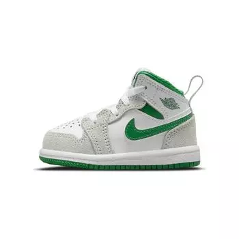 Air Jordan 1 Mid SE TD Grey Pine Green Детские кроссовки Белые светло-дымчато-серые DC7250-103 22