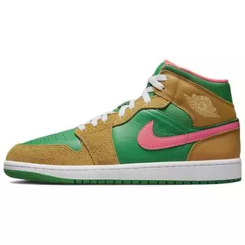 Air Jordan 1 Mid SE Wheat Watermelon Мужские кроссовки коричневые чатни Lucky-Green DX4332-700 43