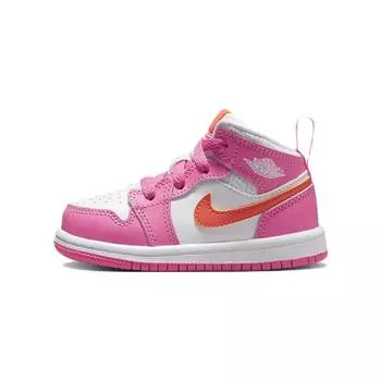 Air Jordan 1 Mid TD Pinksicle Orange Детские кроссовки White Safety-Orange DX3239-681 26