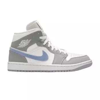 Air Jordan 1 Mid Wolf Grey Aluminium женские кроссовки белые BQ6472-105 36