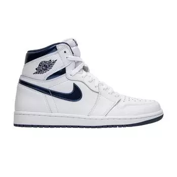Air Jordan 1 Retro High OG Metallic Navy Мужские кроссовки White Midnight-Navy 555088-106