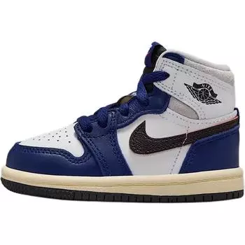Air Jordan 1 Retro High OG TD Rare Air - Deep Royal Blue Детские кроссовки Белый Нейтрально-серый Черный FD1413-100 27