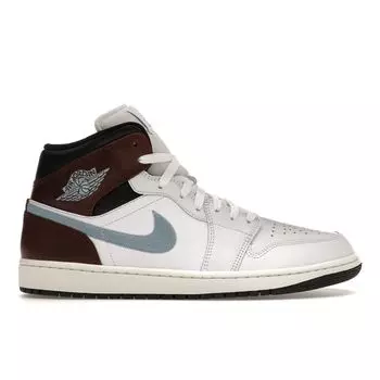 Air Jordan 1 Retro Mid SE Коричневые Сине-Серые мужские кроссовки Белый Черный Парус FQ7831-142 42.5