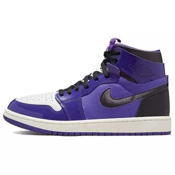 Air Jordan 1 Zoom Comfort Court Фиолетовые лакированные женские кроссовки Черные CT0979-505 35.5