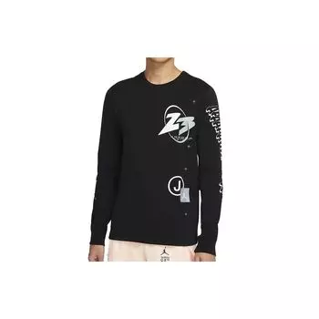 Air Jordan 23 Logo Print Повседневная футболка с длинным рукавом Мужские топы Черные CT3662-010 M
