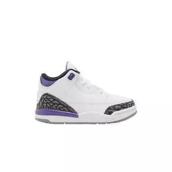 Air Jordan 3 Retro TD Dark Iris Детские кроссовки Белый Черный Цементно-Серый DM0968-105 18.5