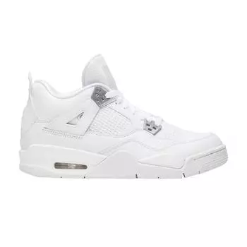 Детские кроссовки Air Jordan 4 Retro GS Pure Money 2017 White Metallic-Silver Pure-Platinum 408452-100