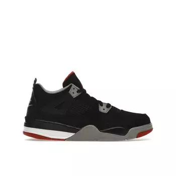 Air Jordan 4 Retro OG PS Bred 2019 Kids Sneakers Black Cement-Grey Summit-White BQ7669-060