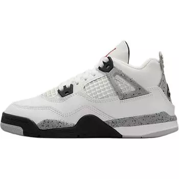 Air Jordan 4 Retro OG PS White Cement 2025 Детские кроссовки Summit-White Fire-Red Tech-Grey IB4388-100 28