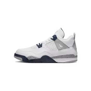 Air Jordan 4 Retro PS Midnight Navy Детские кроссовки Белый Светло-Дымчато-Серый Огненно-Красный BQ7669-140 31