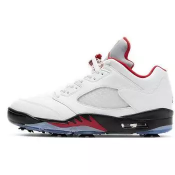 Air Jordan 5 Low Golf Fire Red Мужские кроссовки Белый Черный Металлик-Серебристый CU4523-100