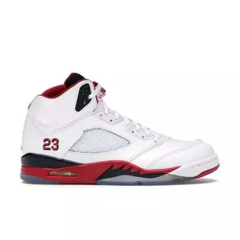 Air Jordan 5 Retro Fire Red 2013 Мужские кроссовки Бело-белые огненно-красно-черные 136027-120