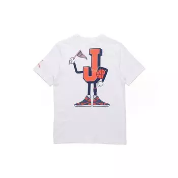 Air Jordan AJ23 Varsity Спортивная дышащая футболка с круглым вырезом и короткими рукавами с принтом Мужские топы белые CV3410-100 XXL