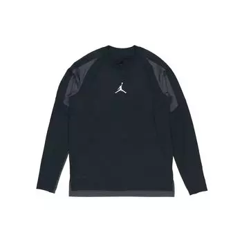 Air Jordan Dri-FIT Colorblock Быстросохнущая футболка с круглым вырезом и длинными рукавами Мужские топы Черный CV2352-010 L