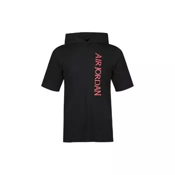 Air Jordan Дышащая спортивная повседневная футболка с капюшоном и коротким рукавом Мужские топы Черный CZ5056-010 L