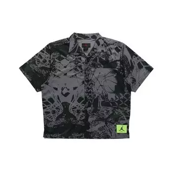 Air Jordan Flight Knit Print Свободная баскетбольная рубашка с короткими рукавами Мужские топы Черный CZ4736-010 S