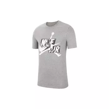 Air Jordan Flying Print Повседневная спортивная футболка с круглым вырезом и коротким рукавом Мужские топы Серый CU9570-091 M