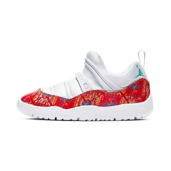 Air Jordan Jordan 11 Retro Little Flex PS Детские кроссовки на китайский Новый год белые Aurora-Green Team-Orange BQ7101-180
