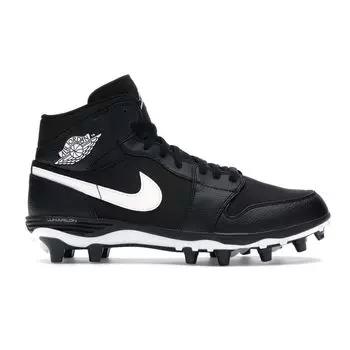 Air Jordan Jordan 1 Mid TD Cleat Черные мужские кроссовки Бело-Белые AR5604-001